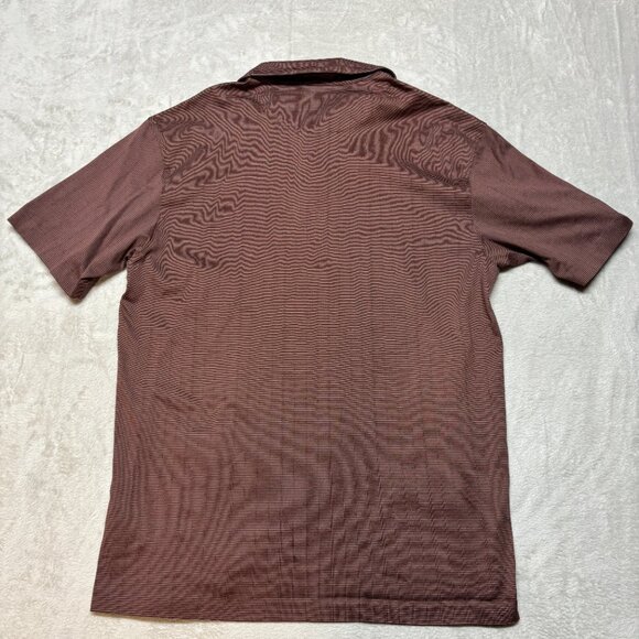Nike Tiger Woods Collection Polo Shirt Mens L Dri Fit Golf Striped Brown Red TW - Picture 2 of 8